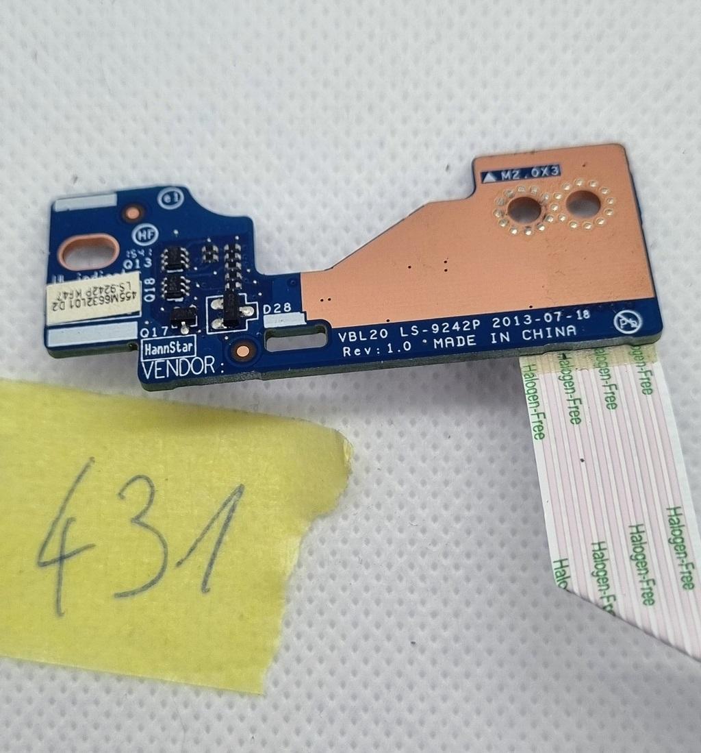 HP Zbook 15 Mobile Workstation WiFi Ein-/Ausschalter-Tastenplatine mit Kabel LS-9242P – Bild 2