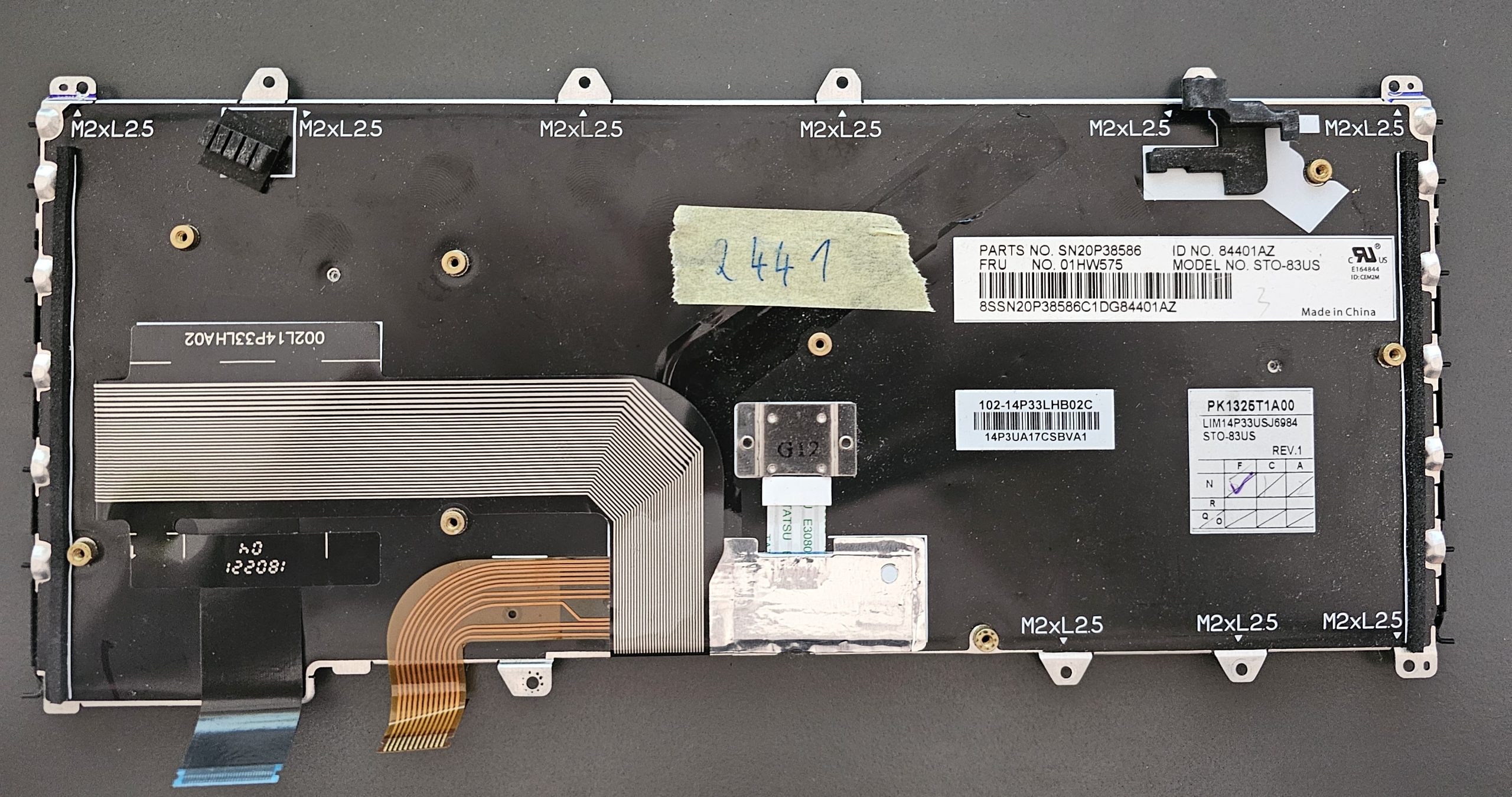 Einzeltaste und Scharnier für Lenovo ThinkPad Yoga X380 370 US-Tastatur 01HW575 | SN20P38586 | Hintergrundbeleuchtung | Laptop-Teile – Bild 2