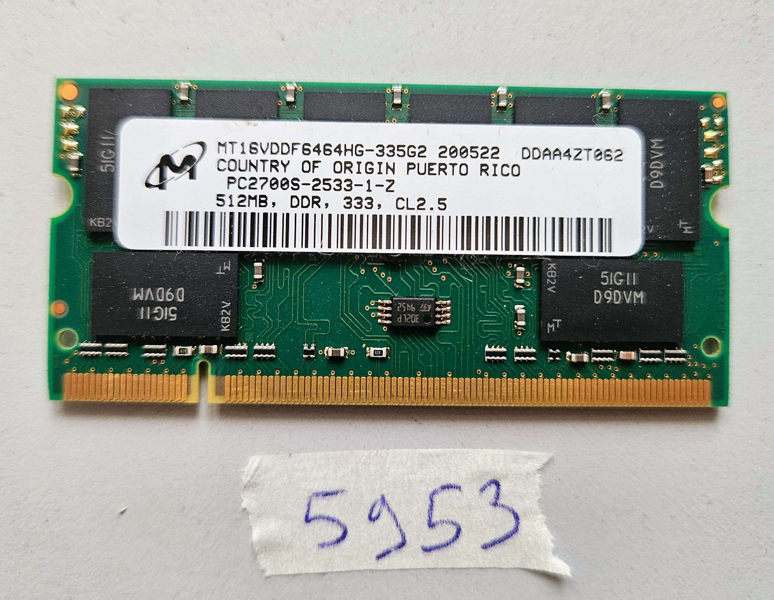 512 MB DDR RAM PC2700S 333 MHz CL2.5 SO-DIMM Laptop-Speicher – Getestet und funktionsfähig