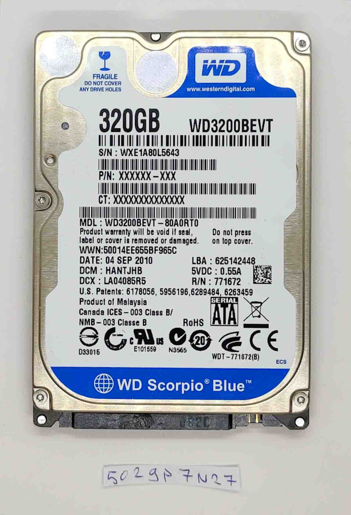 Asus K52J 320 GB WD3200BEVT Festplatte – Original-Ersatzteil für Asus K52J Laptop