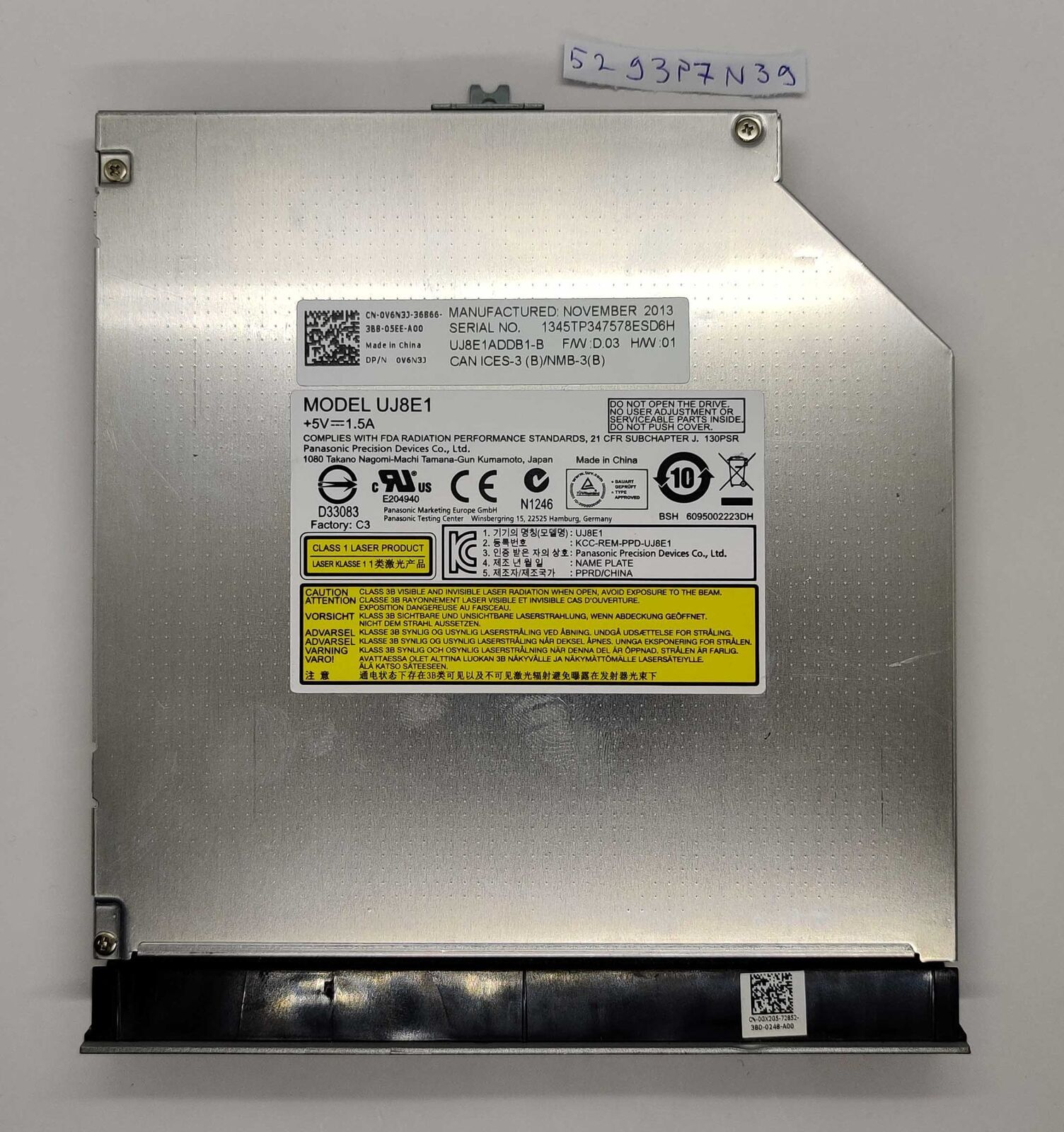 Dell Latitude E5530 UJ8E1 0V6N3J Optisches DVD-Laufwerk SATA – Originalteile