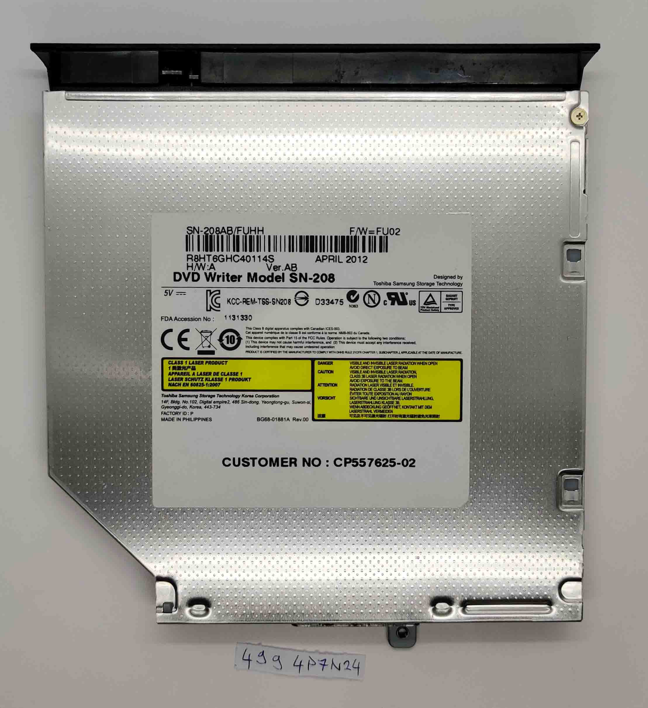 Fujitsu Lifebook AH531 DVD-Brenner-Laufwerk BLU-RAY ROM CP557625-02