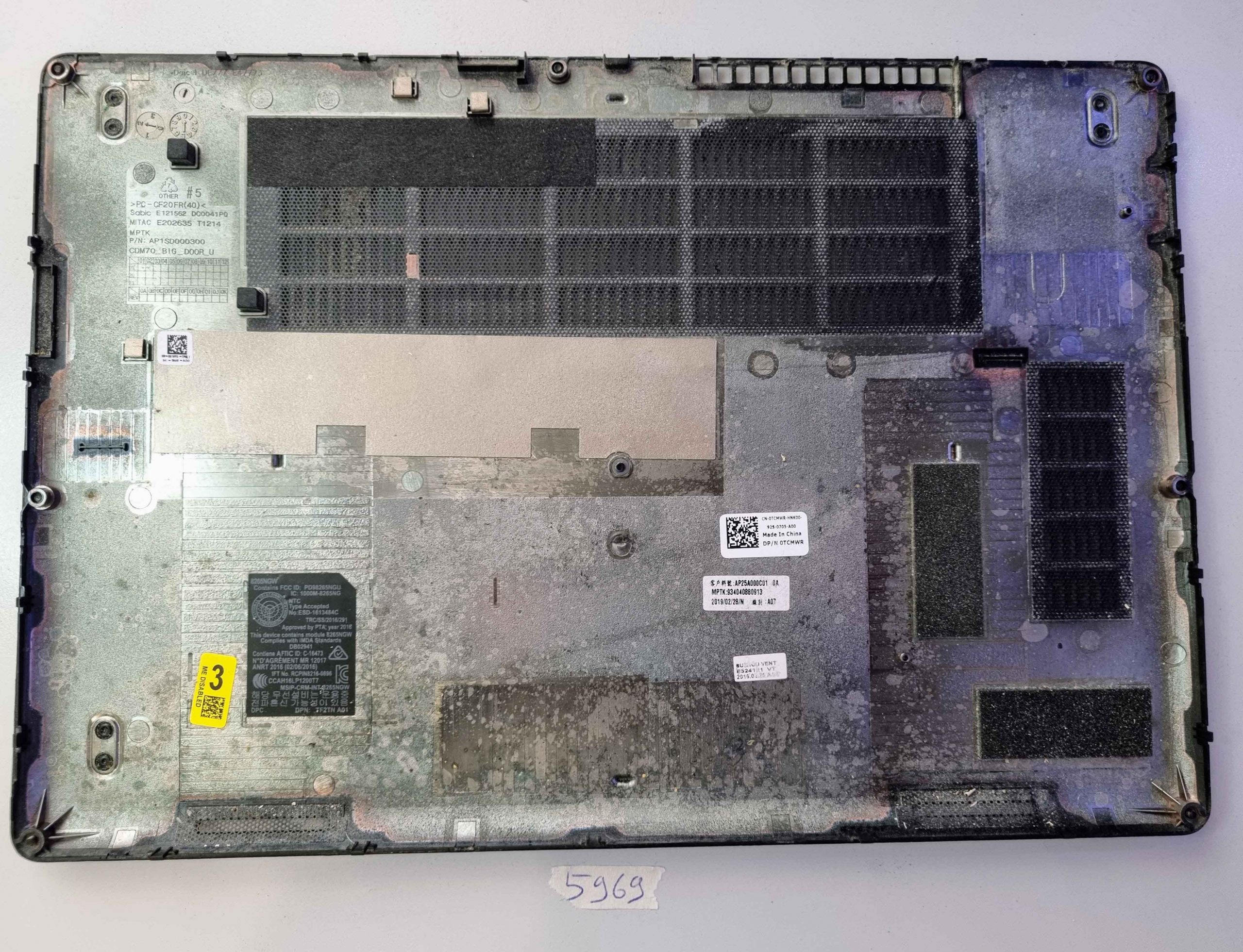 Original Dell Latitude E5490 5490 Untere Basisgehäuseabdeckung TCMWR AP25A000C01 Gebrauchtes Laptop-Teil – Bild 2