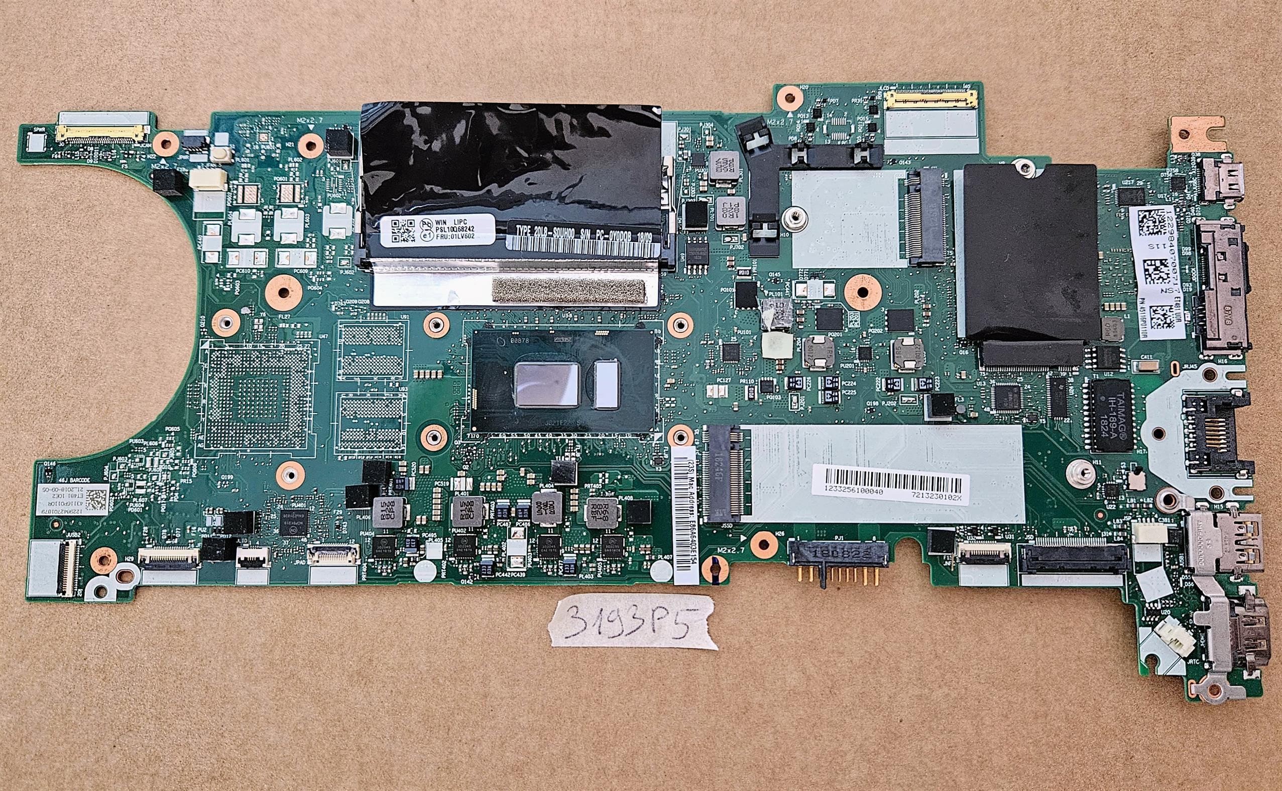 Original Lenovo ThinkPad T480S Desktop-Mainboard NM-B471 Intel i5-8250U 8GB 01LV626 01YU144