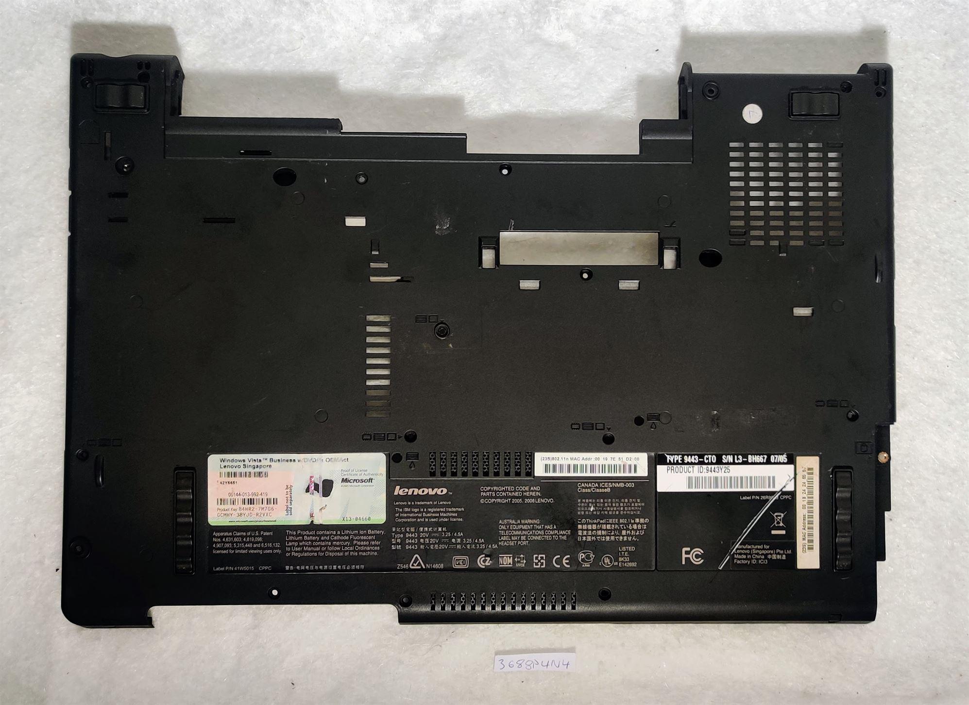 Original Lenovo ThinkPad Z61T Laptop-Untergehäuse, Schwarz, 3BBV2BASK09 – OEM-Ersatz
