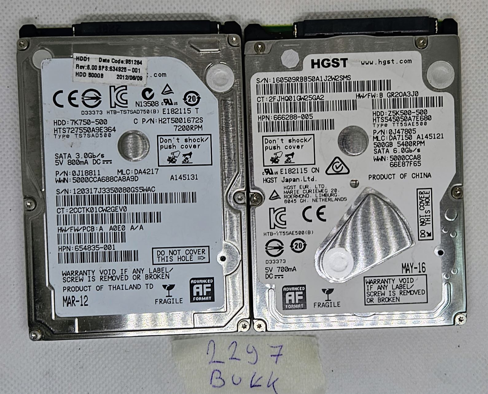2 x Seagate Z5K500-500 500 GB 2,5-Zoll-SATA-Festplatte ST9500423AS – 7,2.000 U/min