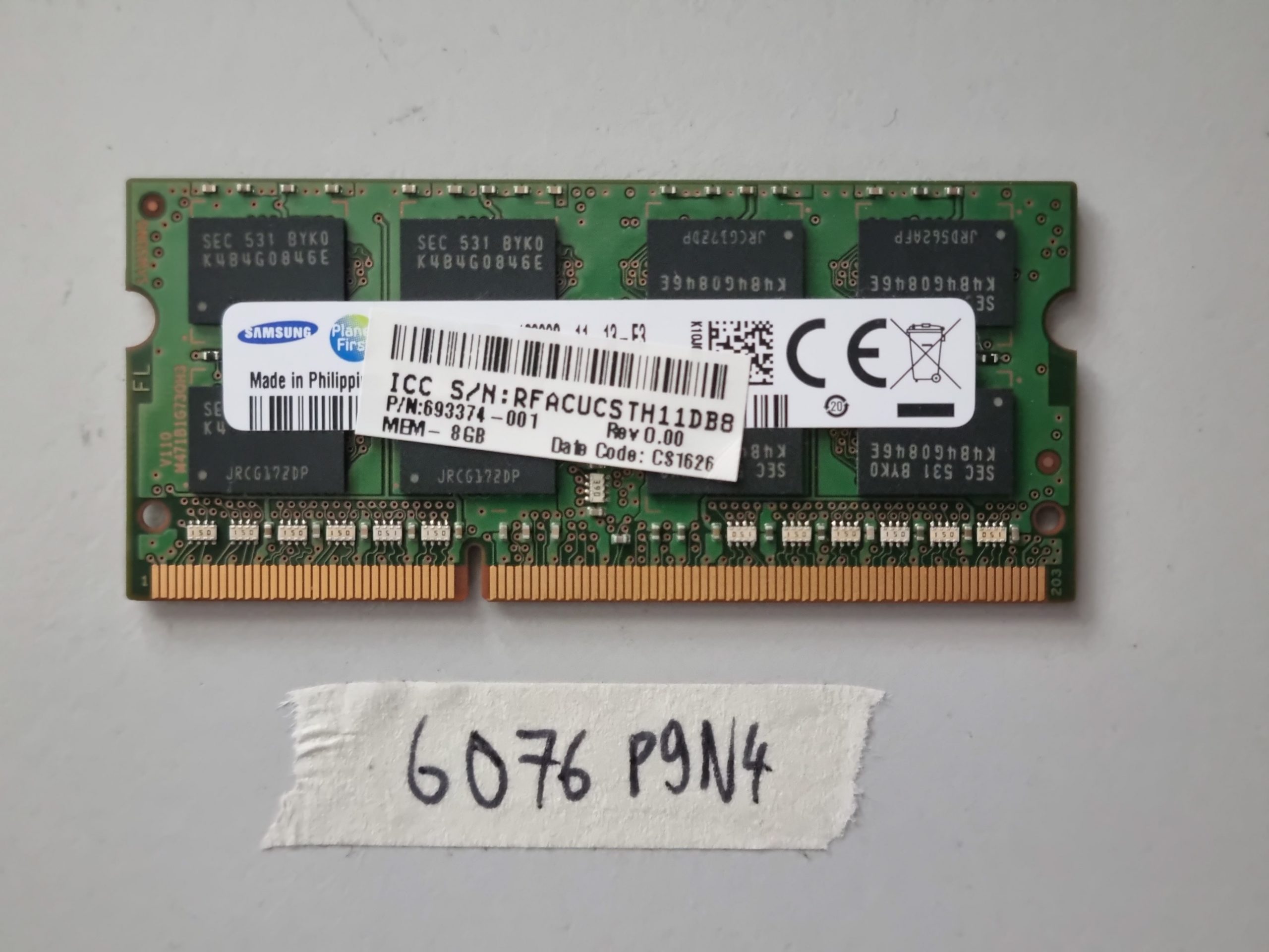 HP 8 GB DDR3-1600 SODIMM PC3L-12800S Samsung Dual Rank Laptop-RAM 693374-001