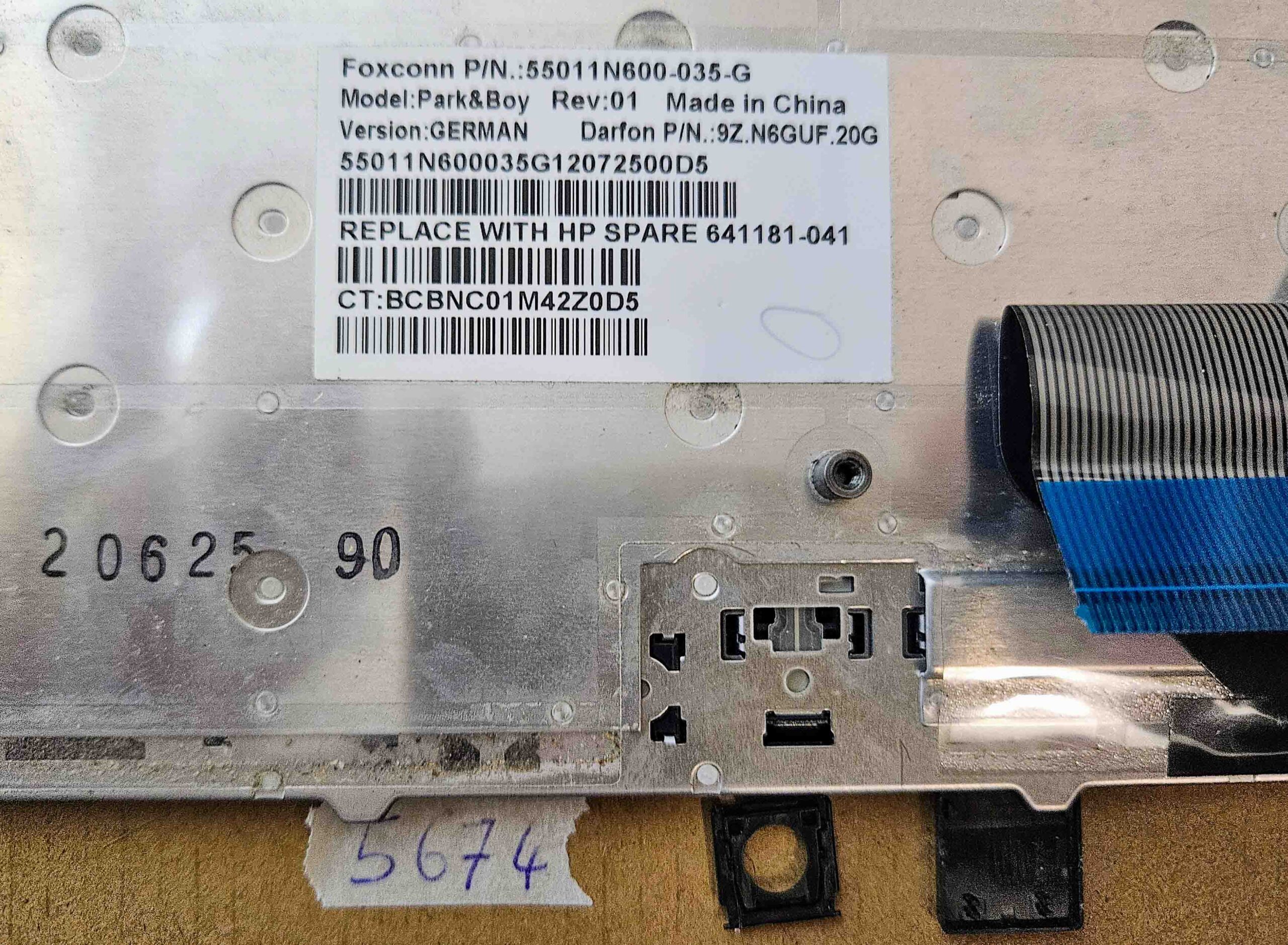 HP 9Z.N6GUF.20G Deutsche Tastatur - Silberner Rahmen, Schwarze Tasten, Zeiger - Probook 6560B 6565B 6570B 6575B 8560p 8570p – Bild 3