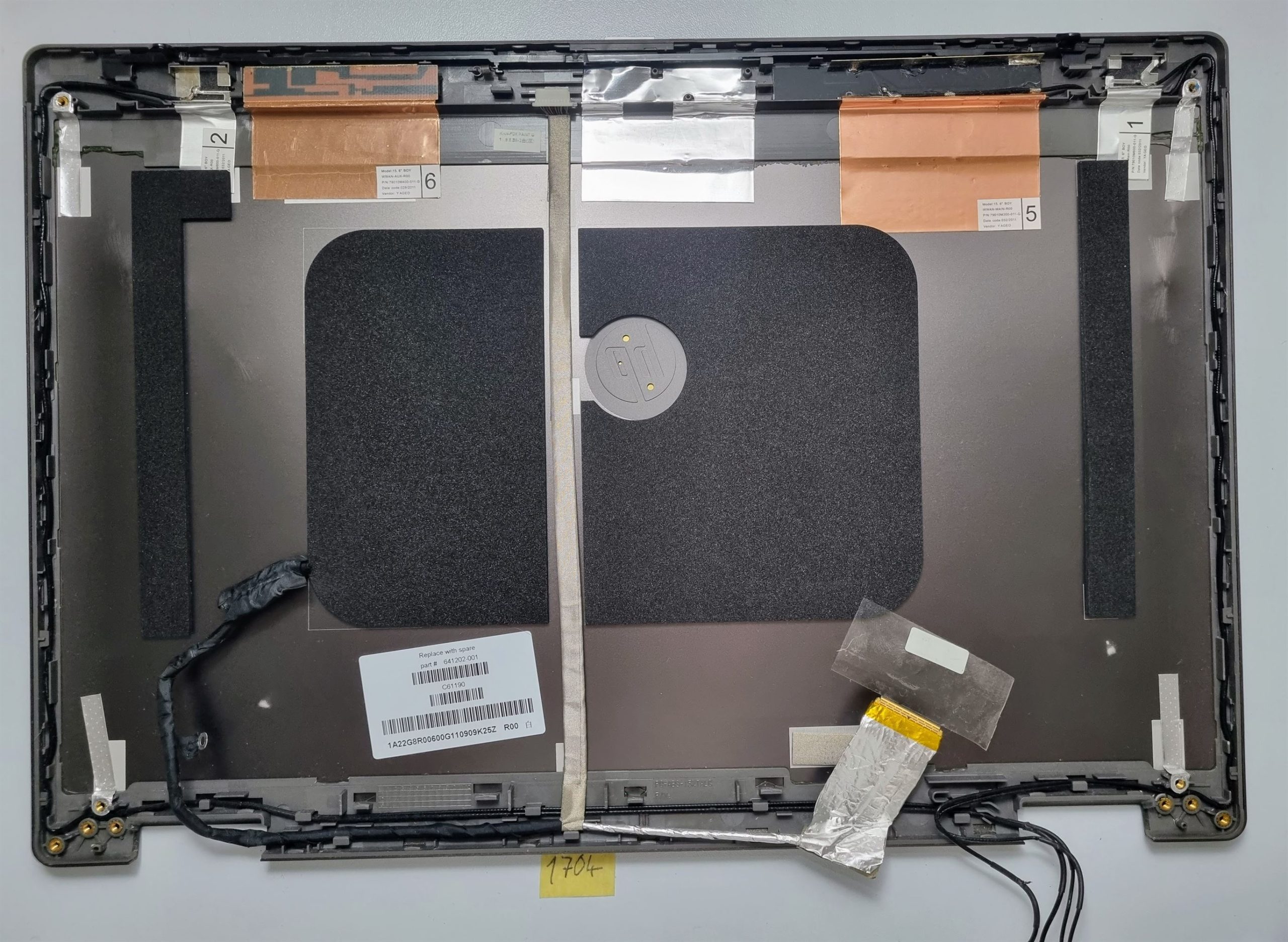 HP ProBook 6560b LCD-Bildschirmdeckelabdeckung 641202-001 – Bild 3