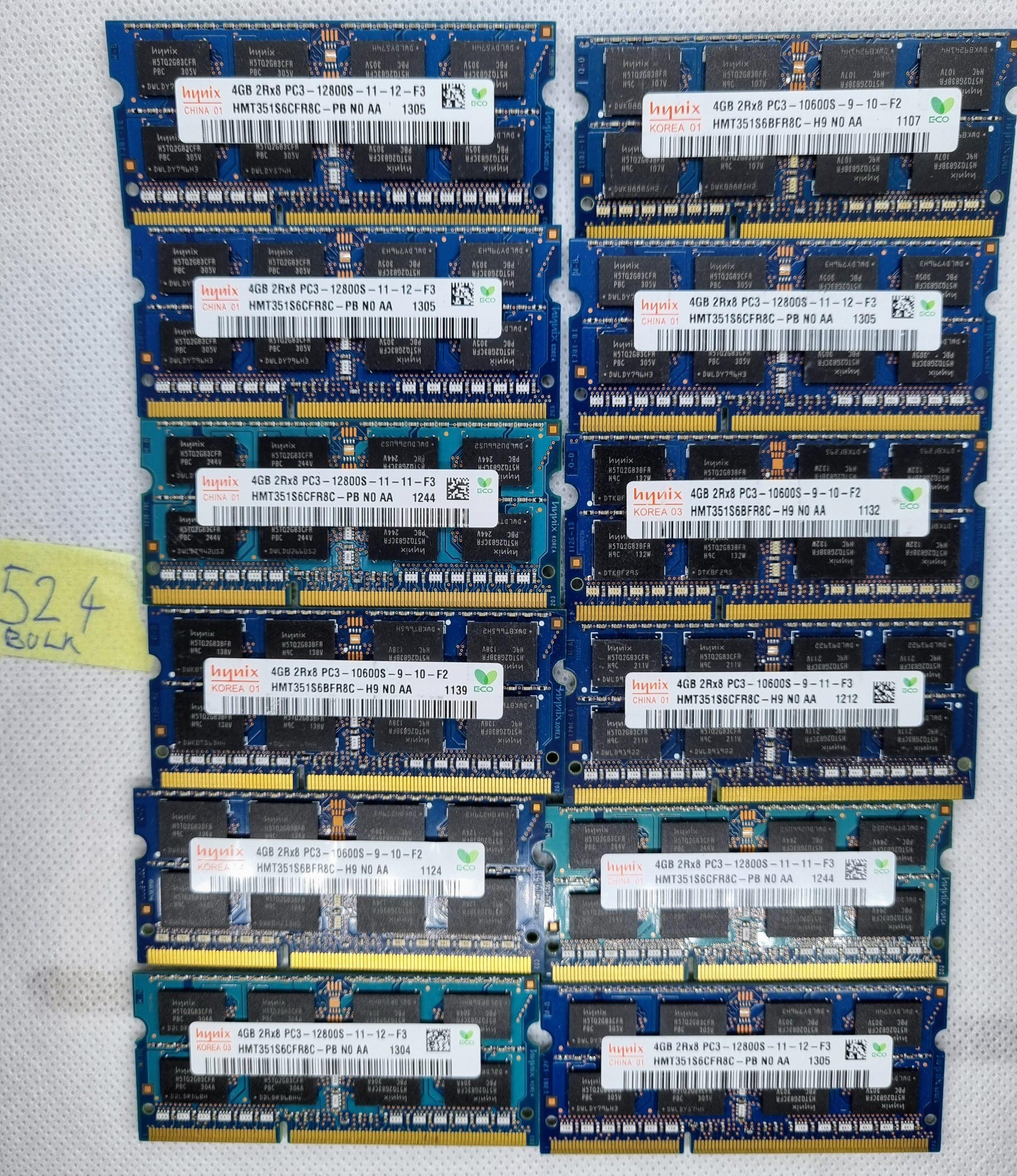 12 x Hynix 4 GB HMT351S6CFR8C-PB N0 AA PC3-12800S DDR3-1600 Laptop-RAM-Speicher