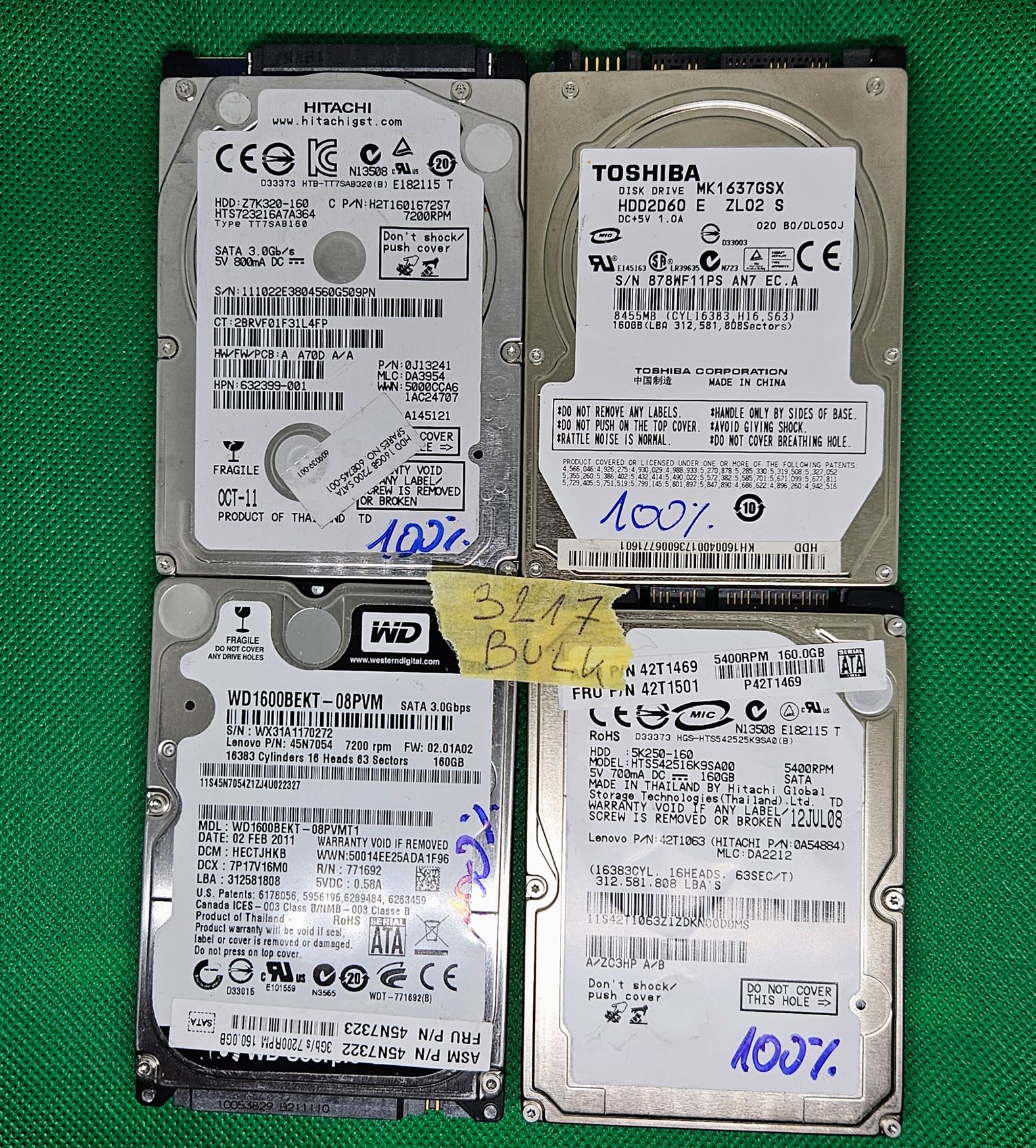 4 x Hitachi 160 GB 2,5 SATA-Festplatte x4 - Laptop-Teile - Schneller Versand