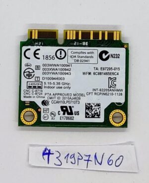 INTEL CENTRINO ADVANCED-N 6205 WIRELESS PCI EXPRESS 62205ANHMW 2,4/5 GHz 0X9JDY