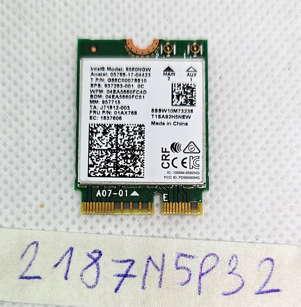 Intel Dual Band Wireless 9560NGW WiFi-Karte SPS 937263-001