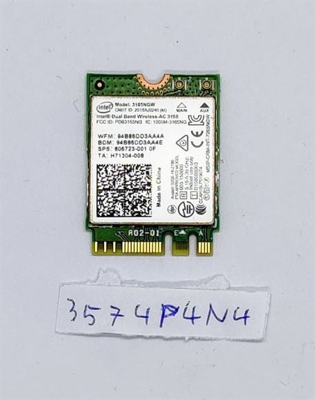 Intel Wireless-AC 3165 3165NGW Dualband 802.11AC NGFF M.2 806723-001 Bluetooth-WLAN-Karte
