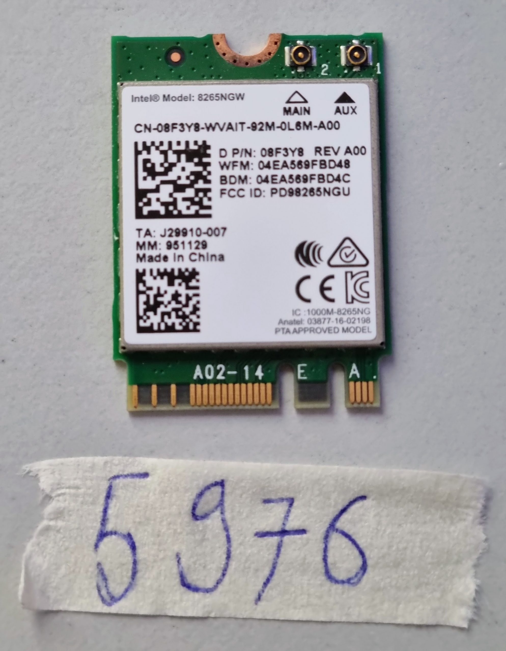 Intel Wireless-AC 8265NGW Dualband-WLAN-Karte Dell Latitude 5490 WLAN-Laptop-Teile gebraucht