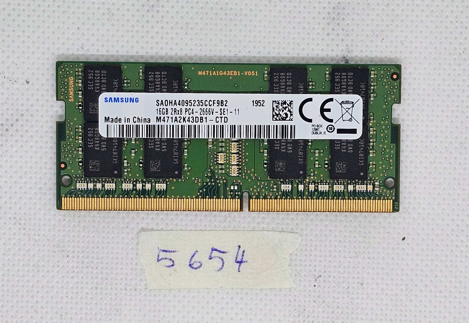 Samsung SA0HA4095235CCF9B2 16 GB PC4 2666V M471A2543DB1 Laptop-Speicher – Original-Upgrade