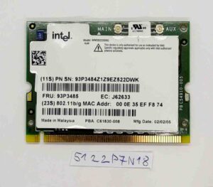 Lenovo ThinkPad X40 93P3471 93P3485 Intel Wireless Wi-Fi 802.11b/g Mini-PCI-Karte – Originalersatz