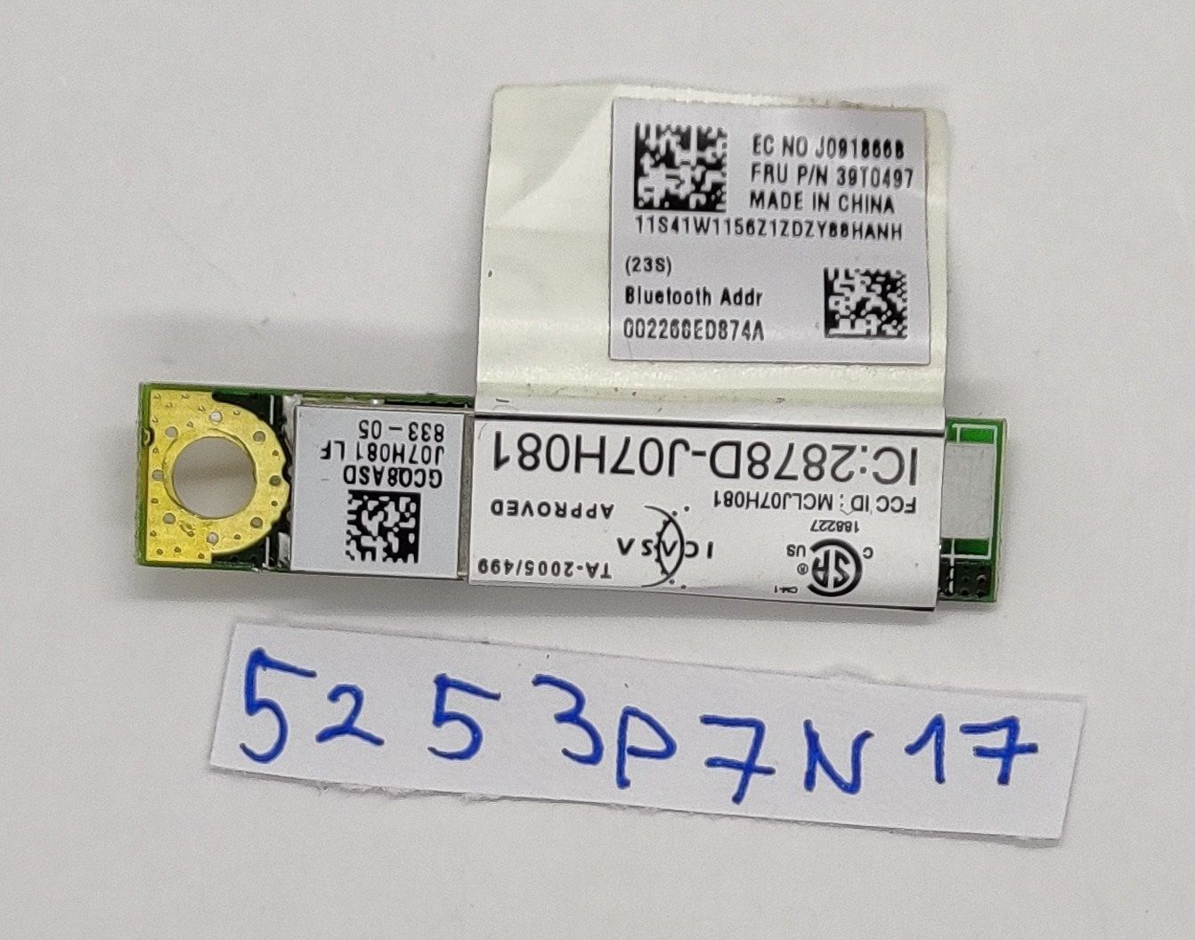 Lenovo Thinkpad T61 Bluetooth-Tochterkarte BDC-2 FRU 39T0497 – Getestet