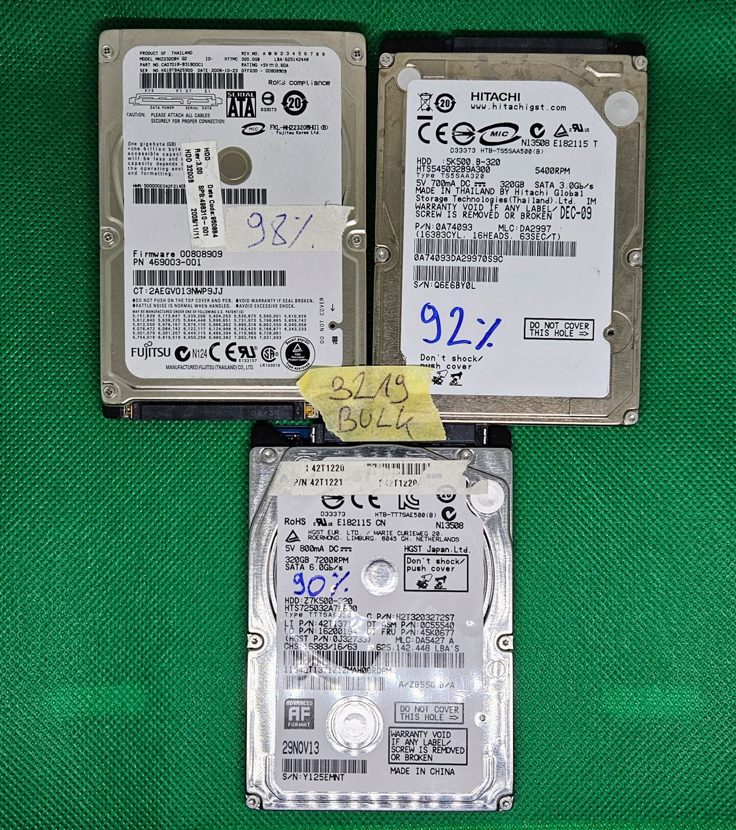 BULK 3 x MHZ2320BH Fujitsu 320 GB Laptop-Festplatte 2,5 5400 U/min interne HDD – Originalfotos