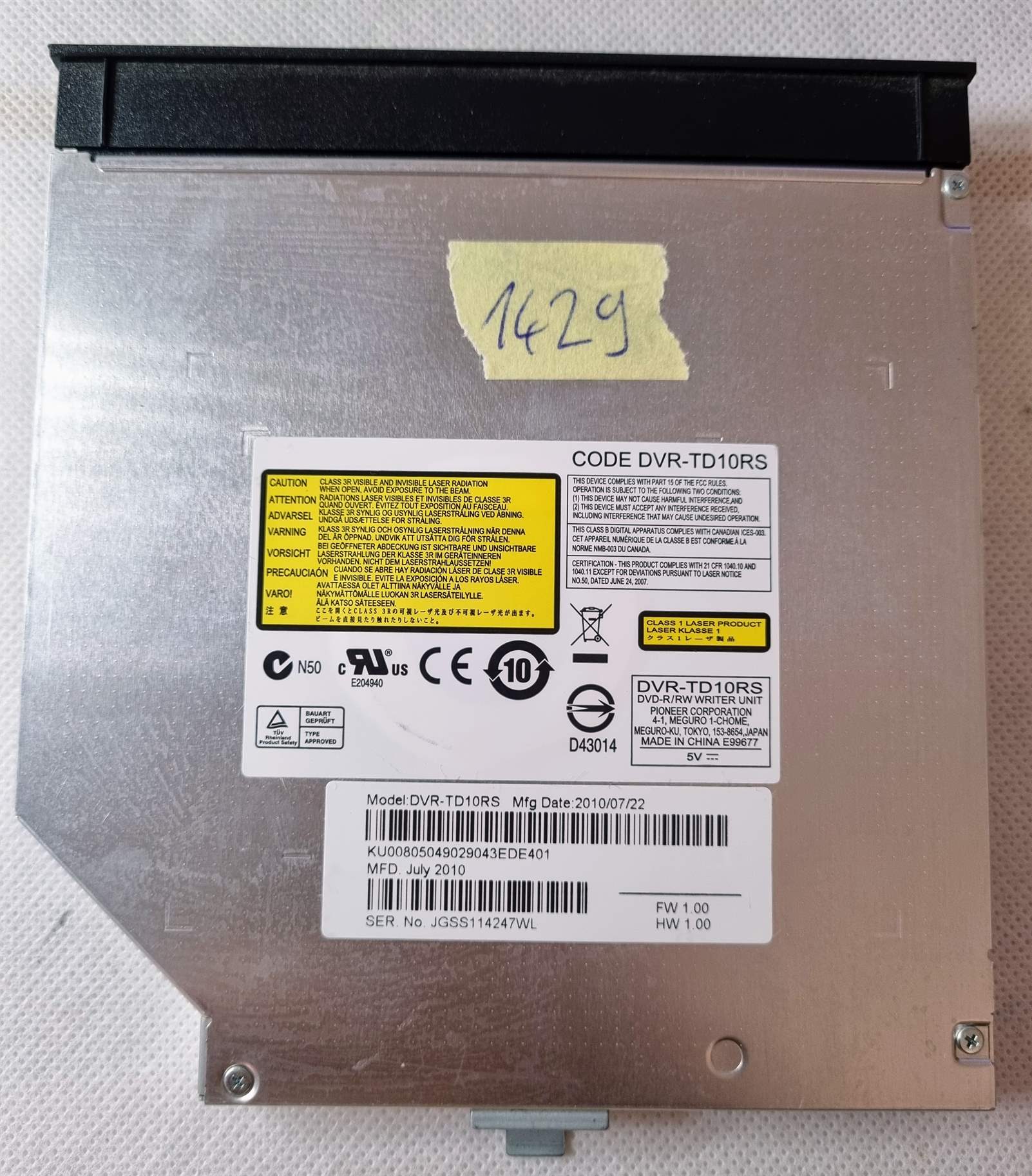 MSI GT780 SATA DVD CD RW-Laufwerk 12,7 mm mit Blende DVR-TD10RS