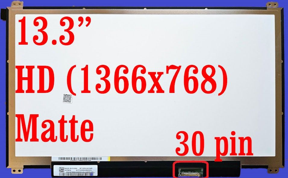 Neuer 13,3-Zoll-LCD-Bildschirm 0DTMD6, matt, WXGA, 1366 x 768, 30-polig, eDP, ohne Touch, mit Halterungen