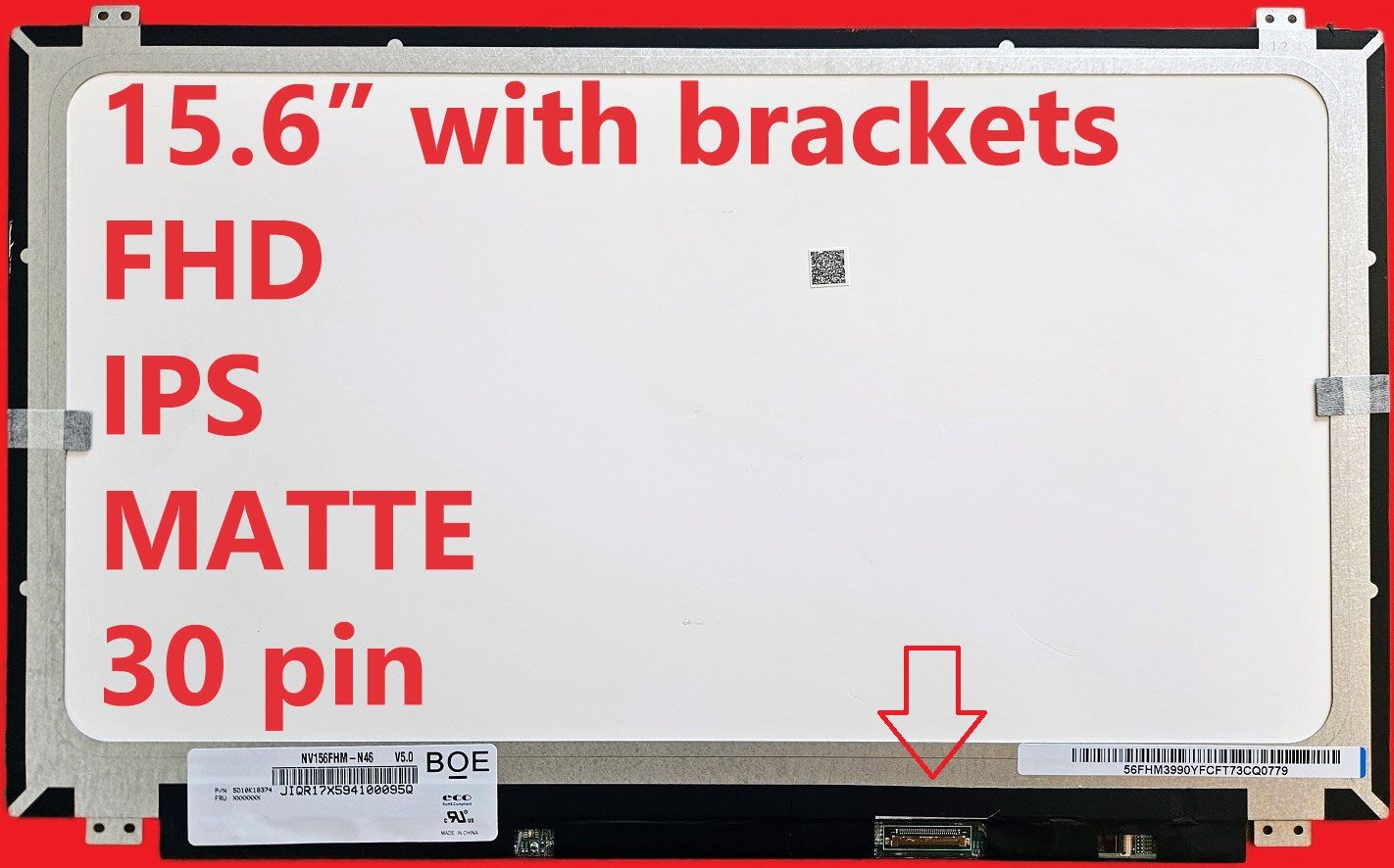 NEU 15,6" NV156FHM-N46 FHD IPS Laptop-Bildschirm – matt, 30-Pin eDP-Anschluss