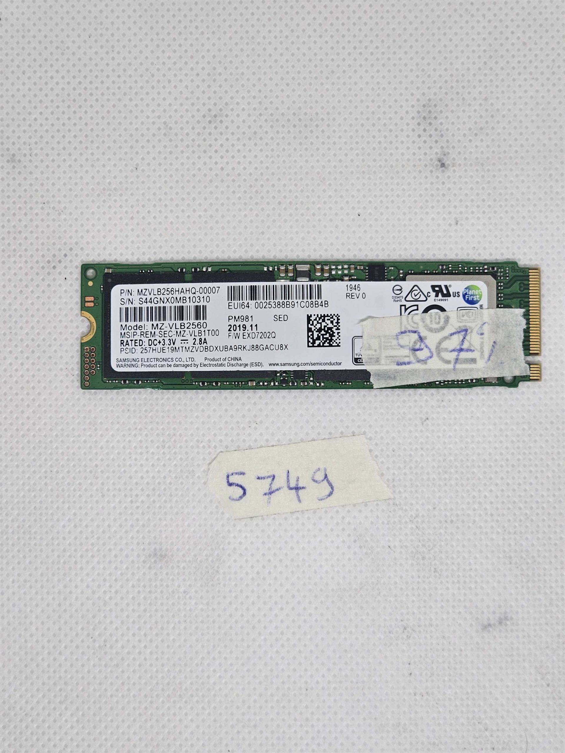 Samsung PM981 256 GB M.2 2280 NVMe PCIe 3.0 x4 SSD – Hochgeschwindigkeits-Laptop-Speicher-Upgrade