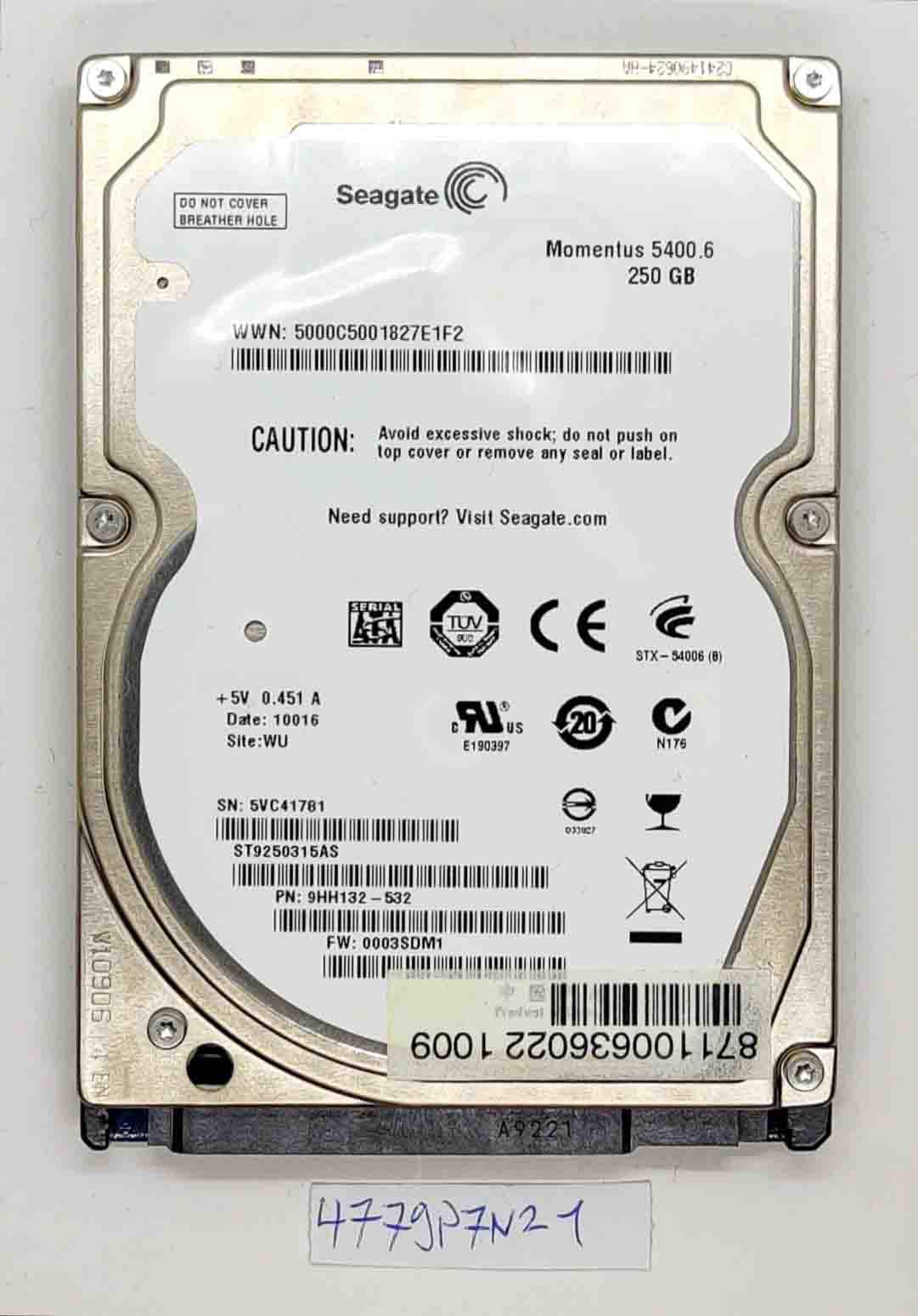 Seagate Momentus 5400.6 250 GB 2,5-Zoll-Festplatte 5400 U/min 99 % Gesundheit 9HH132-532
