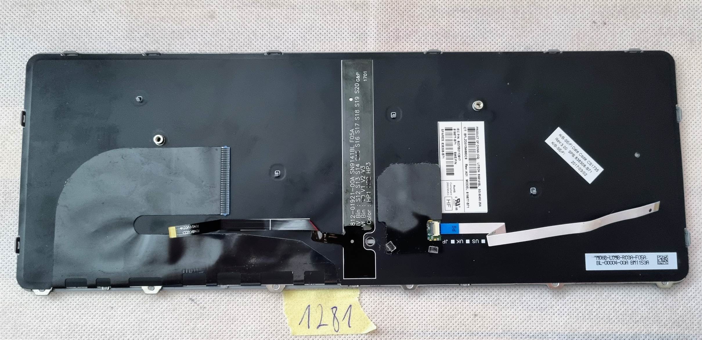 Tastatur mit Rahmen, Hintergrundbeleuchtung, kompatibel mit HP pn 836308-031 836307-031 - SWE/FIN – Bild 2