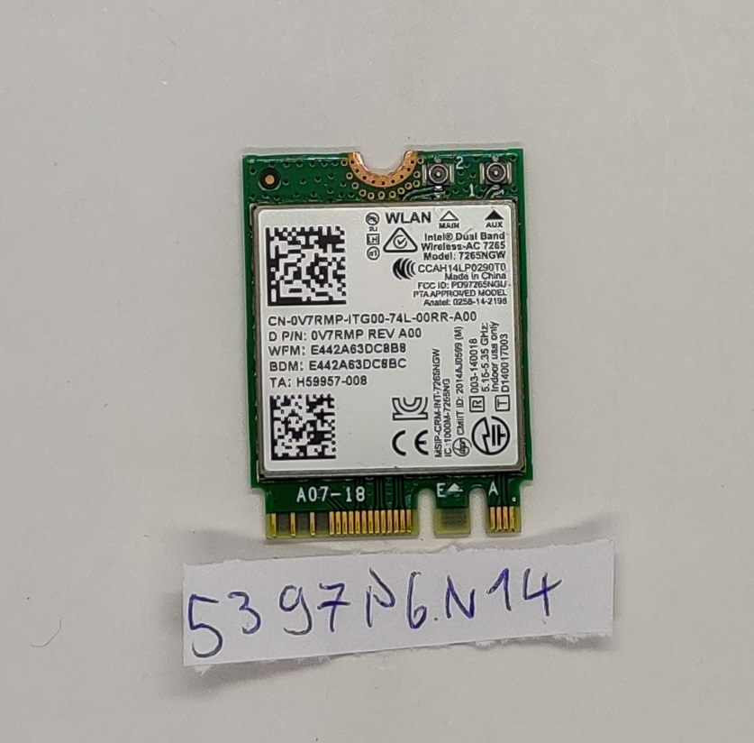 Gebrauchte Dell Latitude 12 Rugged 7202 Wireless-Karte 0V7RMP Intel 7265NGW