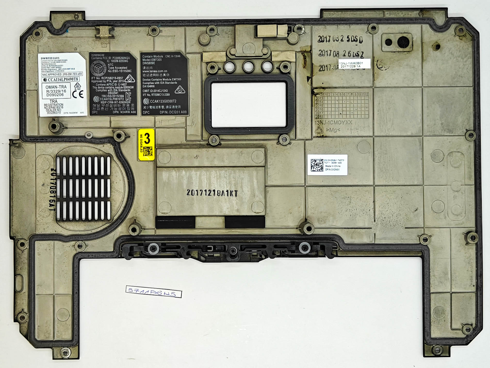 Gebrauchte Dell Latitude 12 Rugged 7204 7214 Untere Basisabdeckung K3N9V – Bild 2