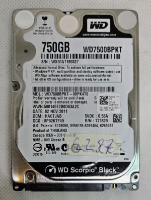 Western Digital WD7500BPKT Scorpio Black 750 GB 7,2 K U/min SATA-Festplatte – Hochleistungsspeicher!