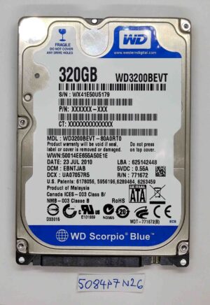 Disque dur pour ordinateur portable Asus K52J 320 Go WD Scorpio Blue – Disque dur de remplacement d'origine