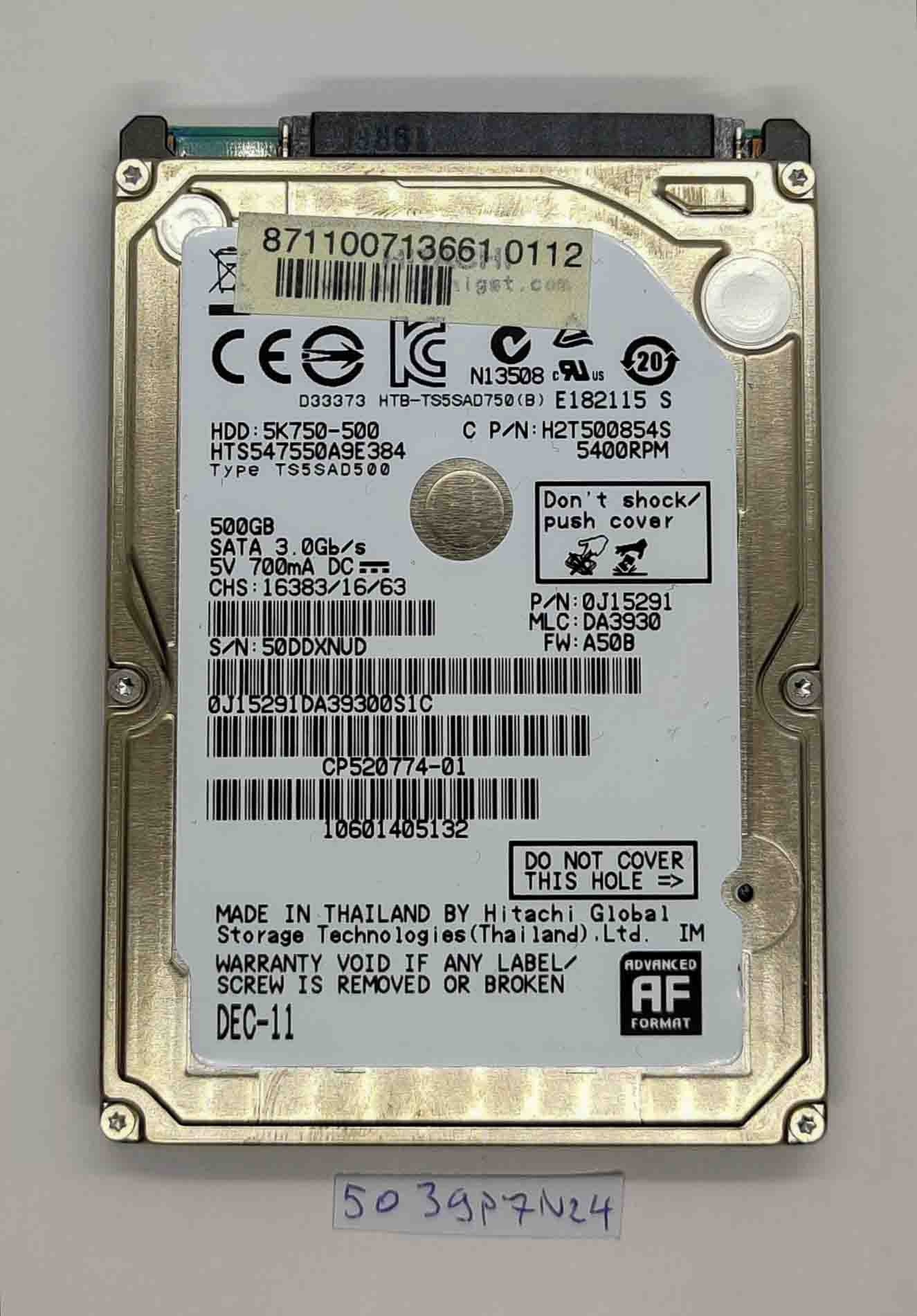 Disque dur Fujitsu LifeBook AH531 500 Go 5k750-500 – Disque dur de remplacement d'origine