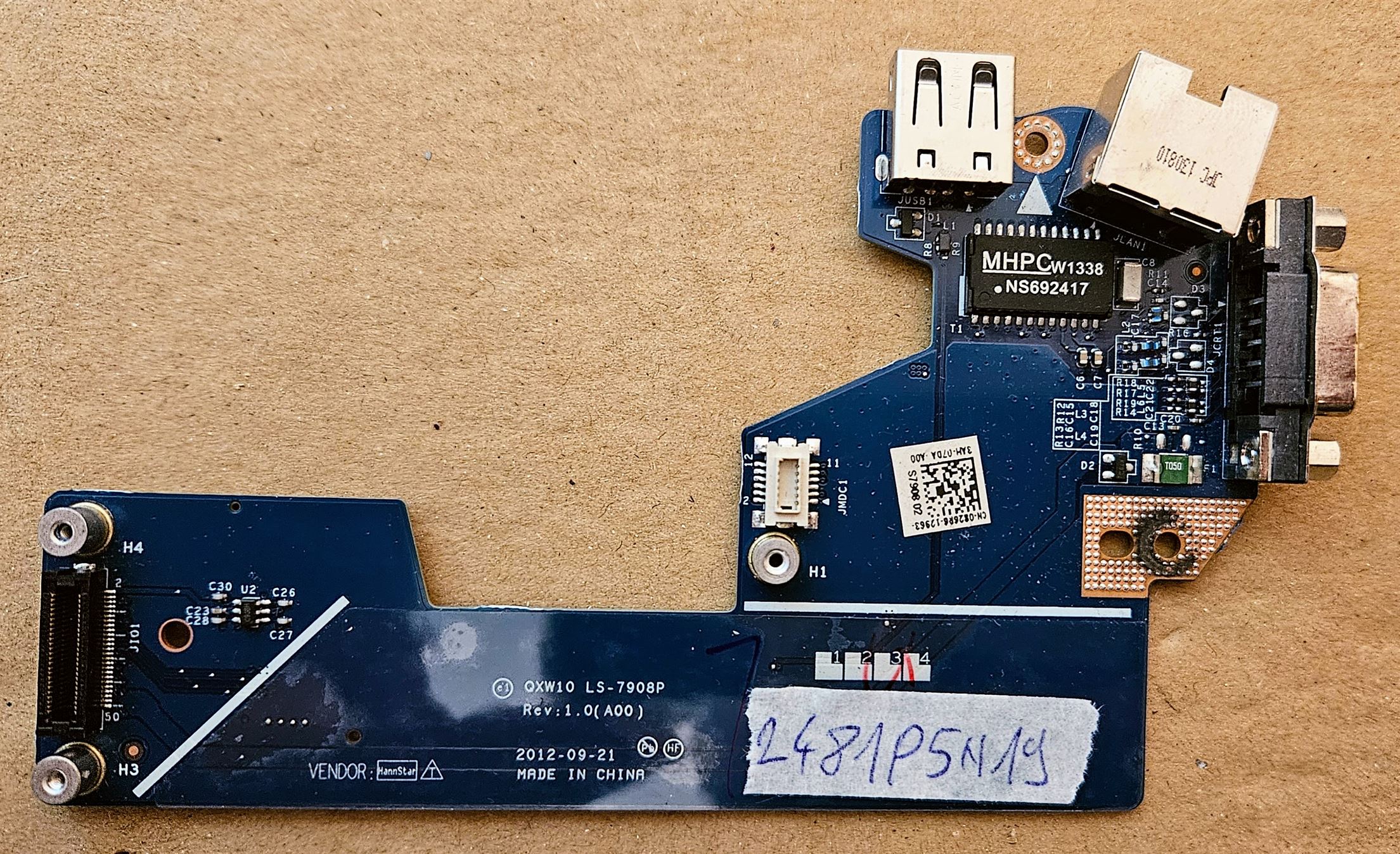 Carte VGA USB Ethernet LS-7908P QXW10 0826R6 pour ordinateur portable Dell Latitude E5530