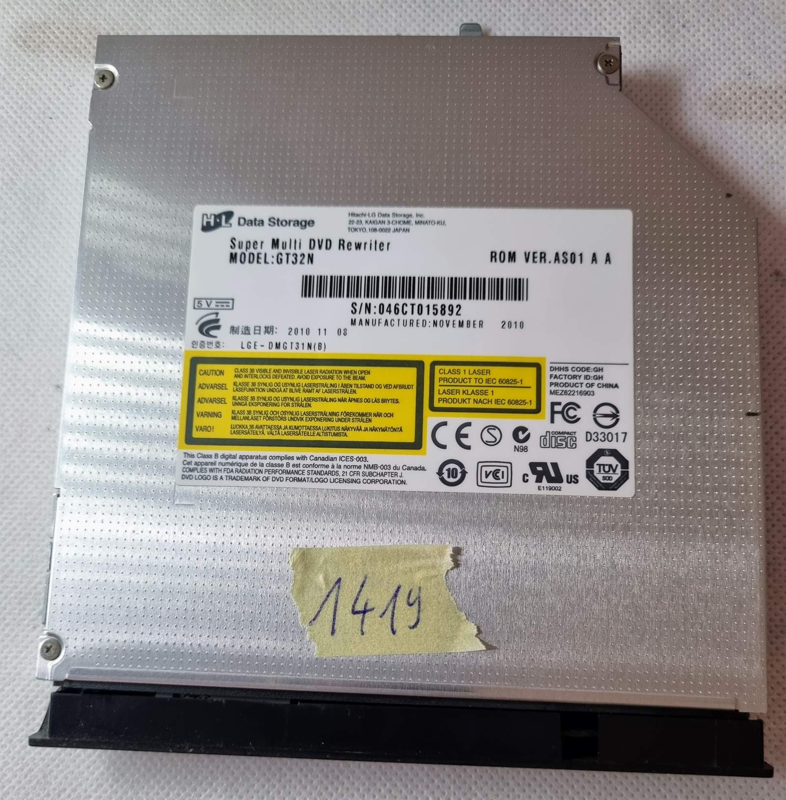 Lecteur optique CD DVD±RW ATA DL Hitachi-LG GT32N d'origine LGE-DMGT31N Dell 0MHKCV