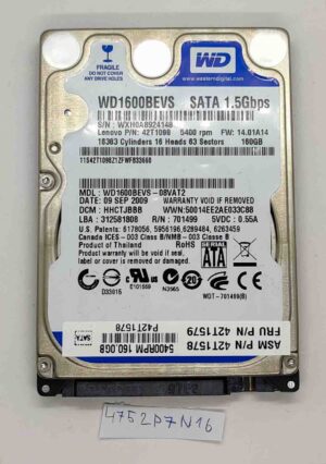 Disque dur SATA 160 Go pour Lenovo ThinkPad T400 (42T1578/42T1579)