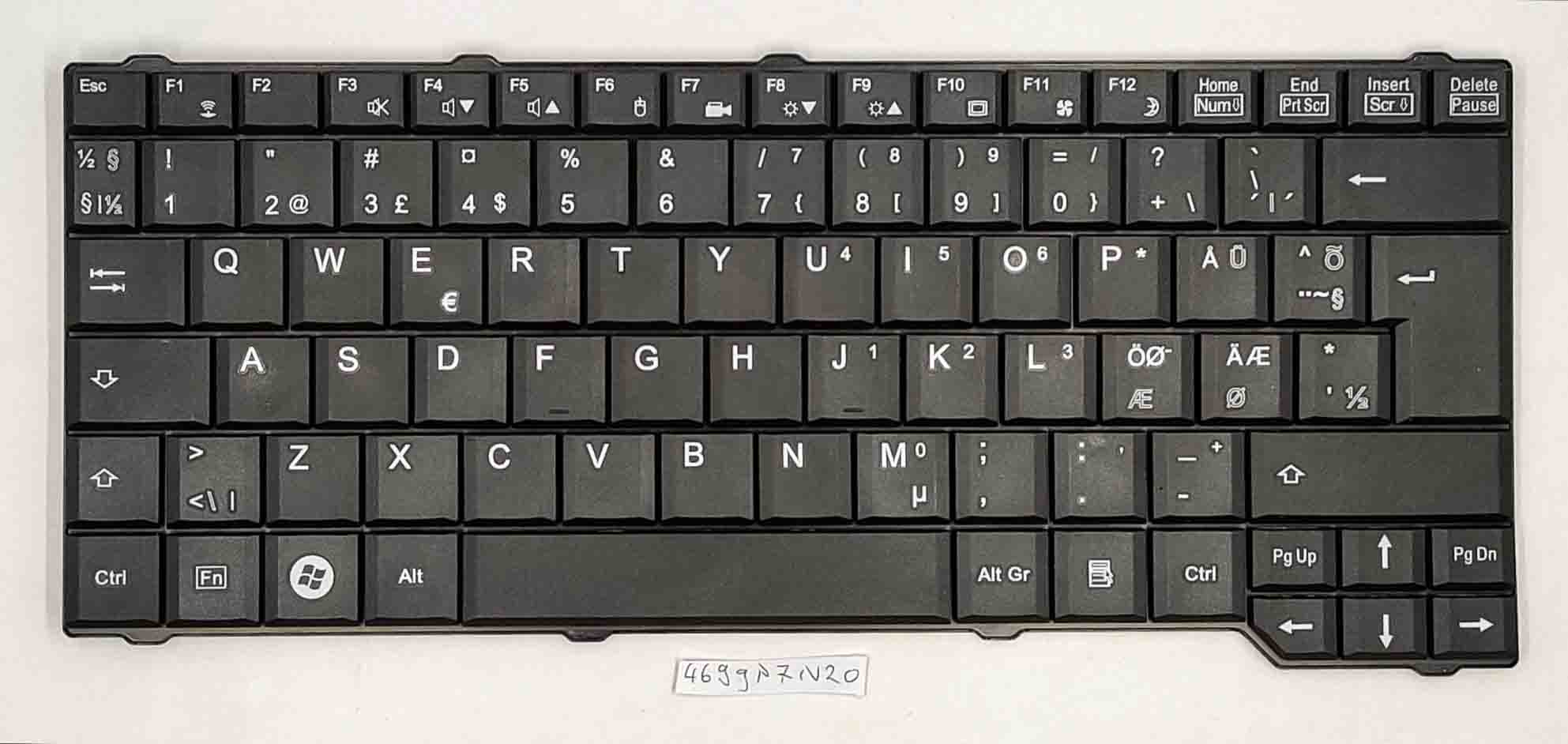 Clavier Nordic pour Fujitsu Siemens V6515 V6535 V6555 - Noir, OEM 9J.N0N92.G1K