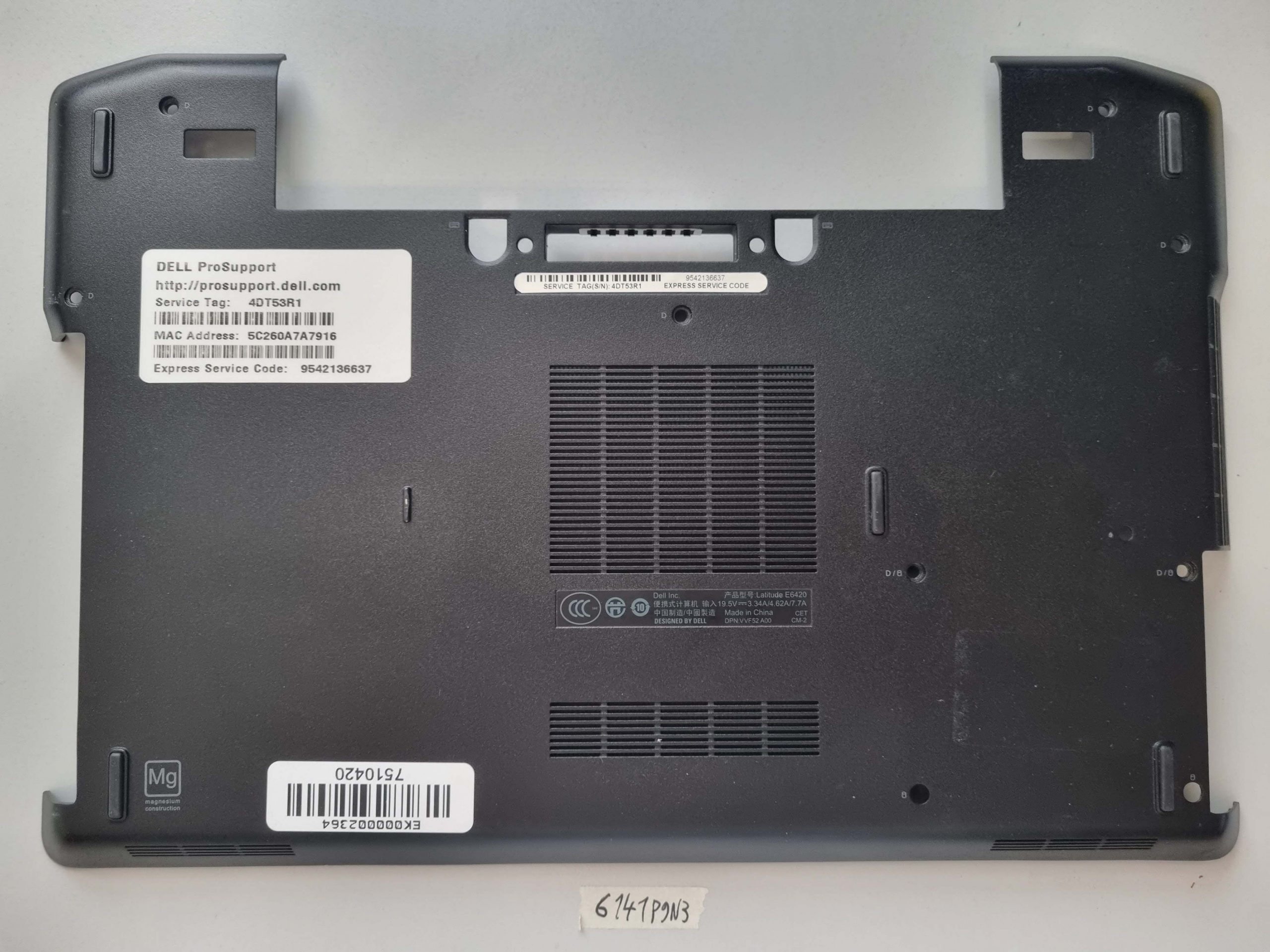 Cache métallique inférieur d'origine pour ordinateur portable Dell Latitude E6420 (025V3N AM0FD000600)