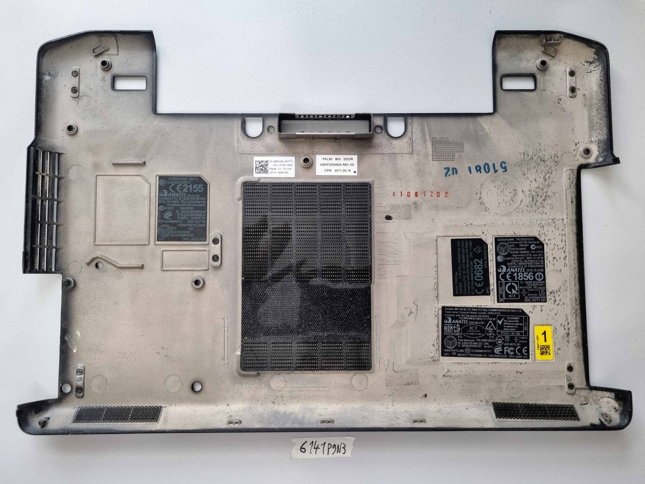 Cache métallique inférieur d'origine pour ordinateur portable Dell Latitude E6420 (025V3N AM0FD000600) – Image 2
