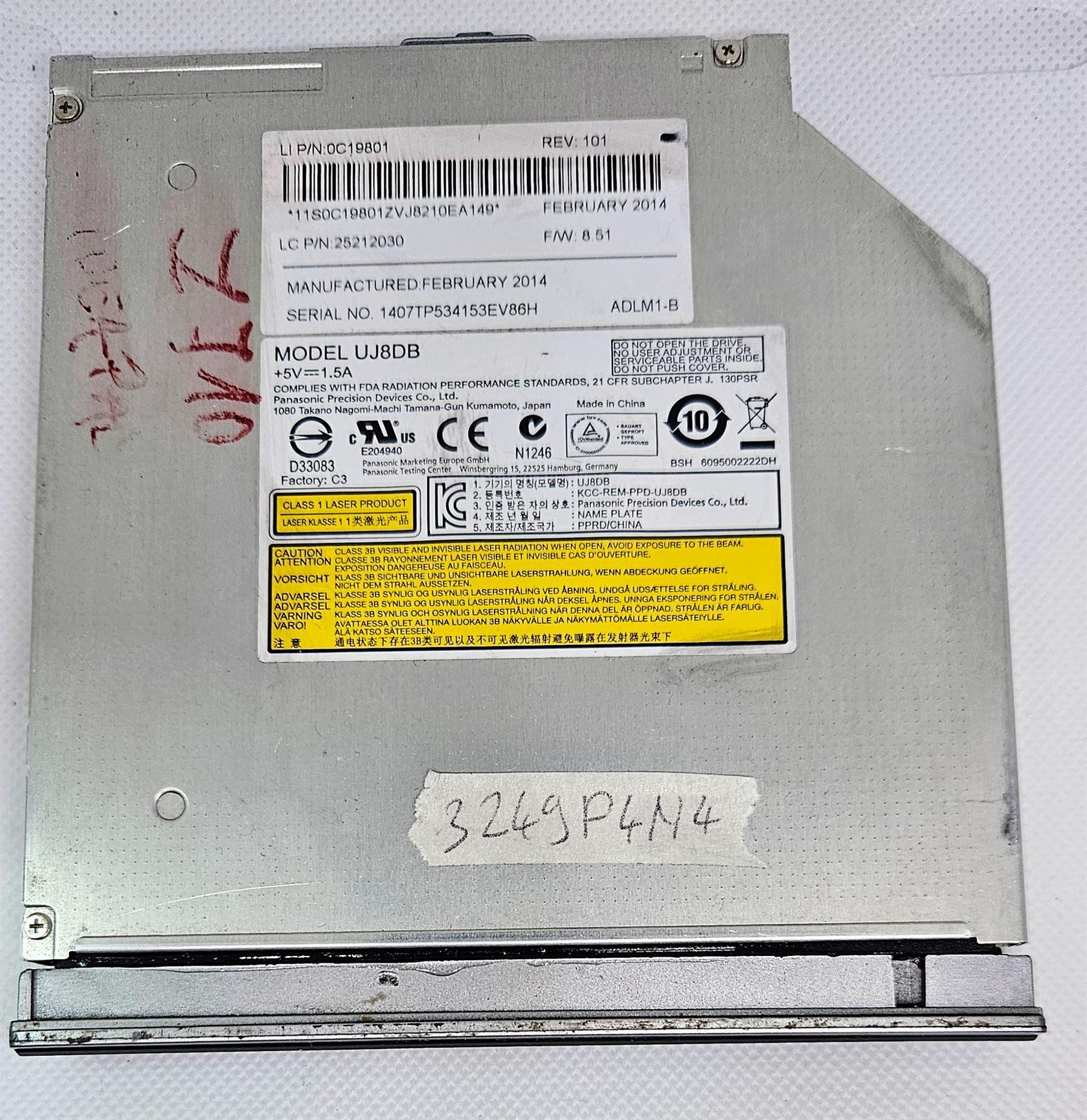 Graveur DVD Panasonic UJ8DB pour ordinateur portable - Pièces de rechange d'origine