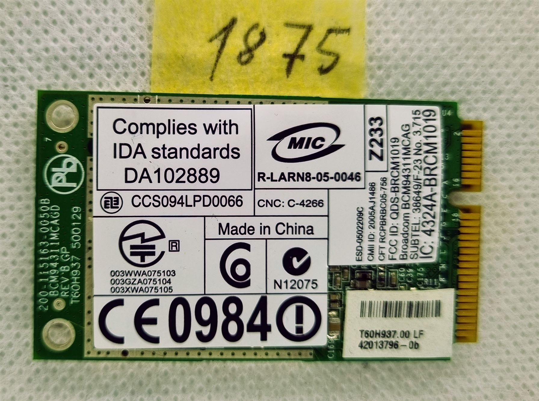 Récepteur Wifi Broadcom BCM94311MCAGD Original - Réseau sans fil authentique