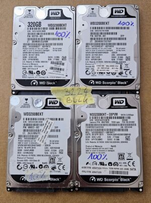 Lot de 4 disques durs Western Digital WD Scorpio Black WD3200BEKT-60V5T1 320 Go 2,5" pour ordinateur portable - 4 disques 100 % fonctionnels