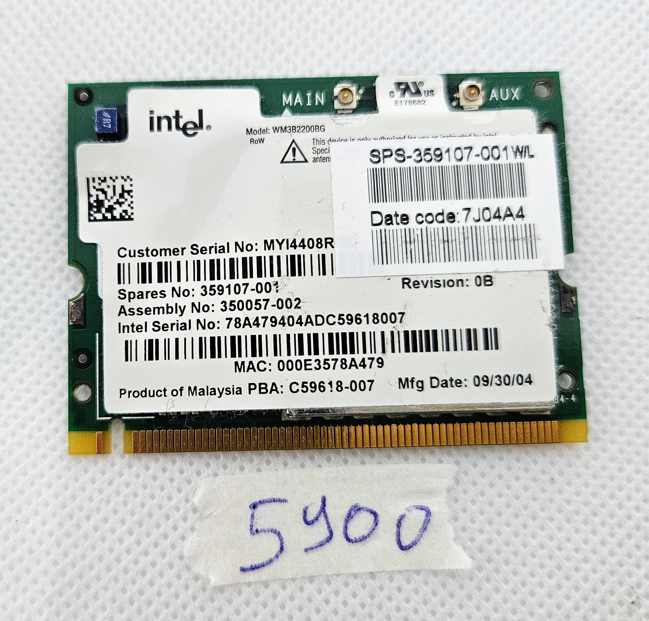 Module de carte sans fil Wi-Fi 359107-001 – Pièces détachées pour ordinateur portable HP Compaq NX8220 – Photos réelles