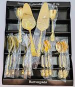 Ménagère à gâteaux plaquée or Seneca, 15 pièces – Hartvergoldet, neuf