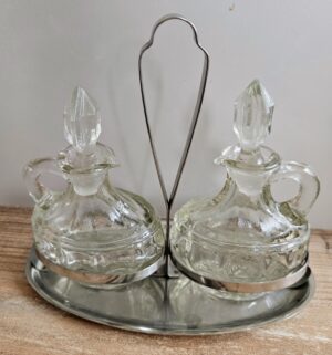 Ensemble de bouteilles à huilier vintage en verre avec bouchons, 18 cm