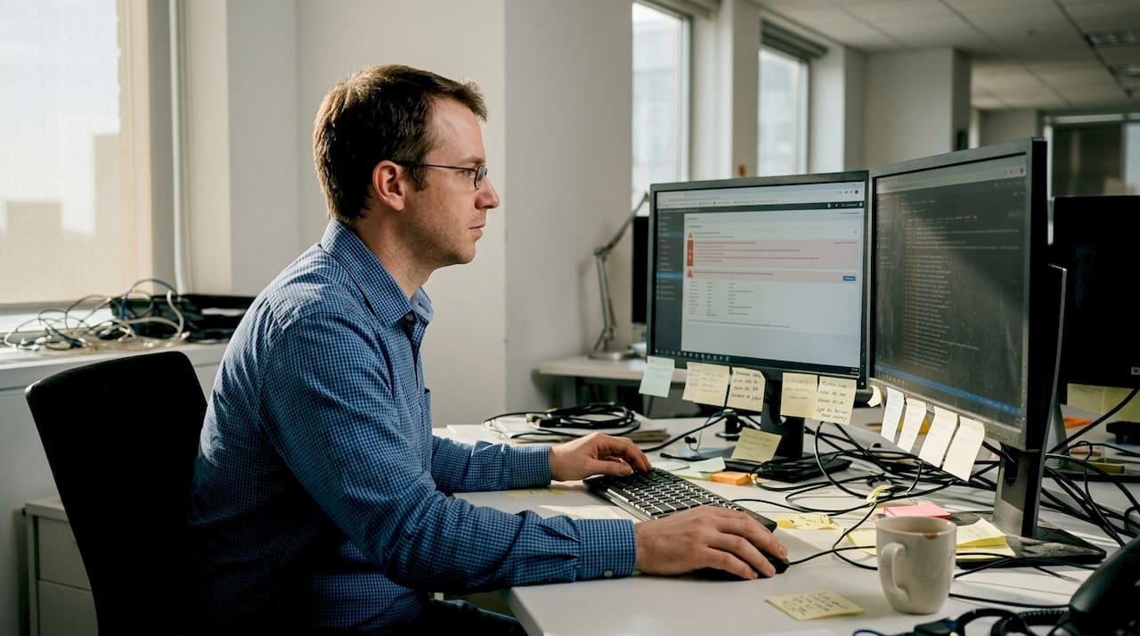 Un technicien informatique surveille en temps réel les alertes émises par le système afin d’anticiper les éventuels incidents.