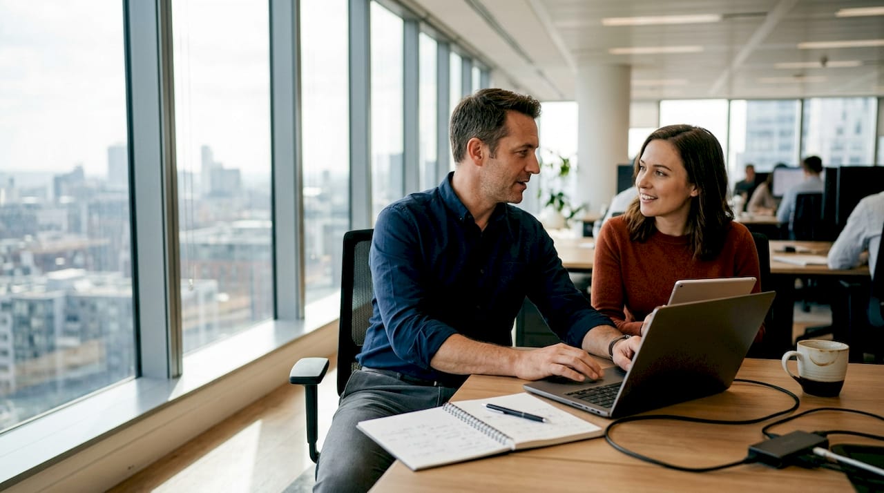 Deux collègues du service informatique échangent à propos de la maintenance des systèmes.