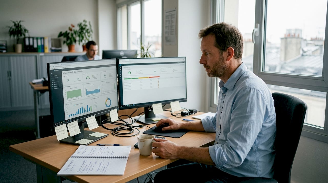 Le responsable d’une PME pilote ses outils informatiques grâce à une solution tout-en-un.