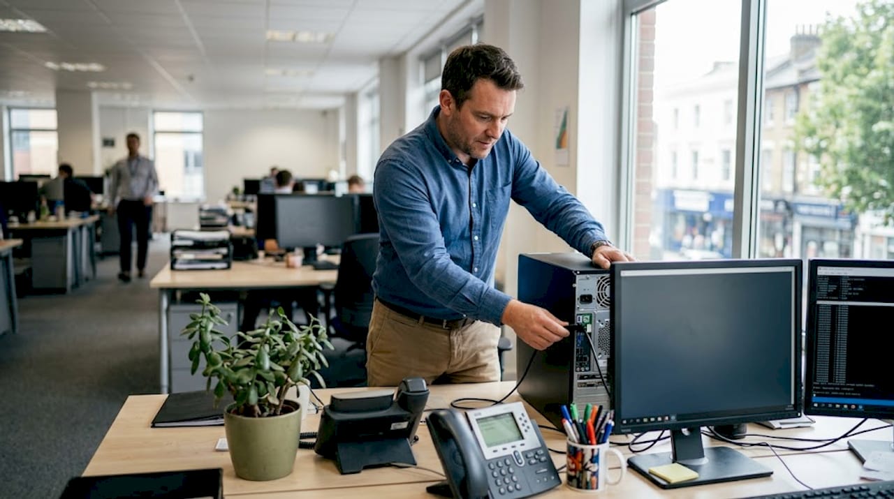 Chargé de l’installation et de la connexion des équipements informatiques au sein de l’entreprise.